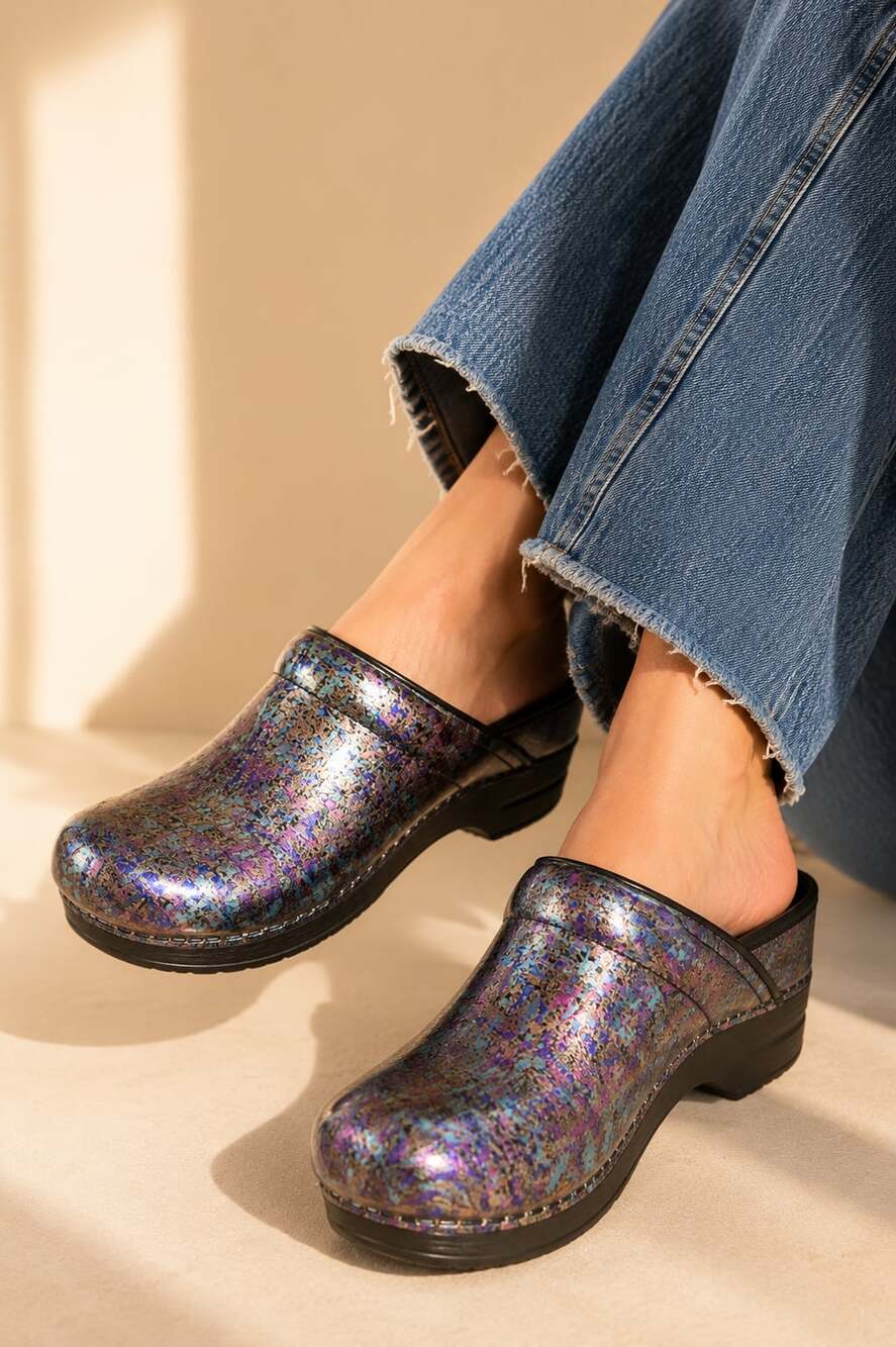 Dansko Professional Metallic Ink Patent Leather Clogs EU 40 US 9.5 Nurse